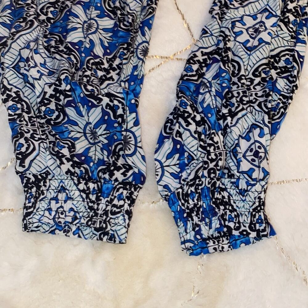 JL LEFON Pant printed ribbed blue print - Picture 4 of 14